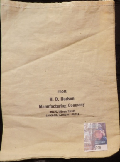 Canvas Money Bag "From H.D. Hudson Manufacturing Company 403 E. Illinois Street Chicago, Illinois 60