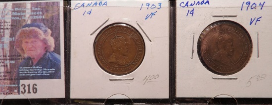 1903 & 1904 Canada Large Cents, both VF.