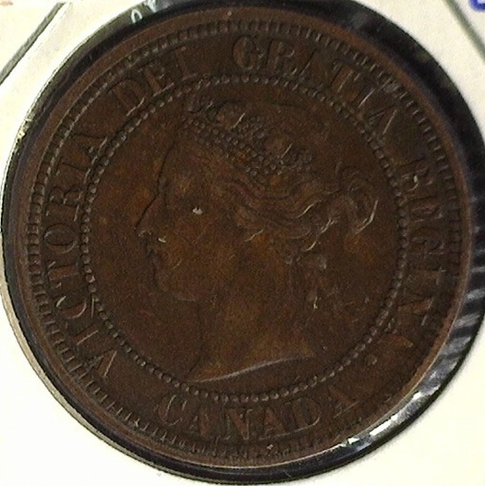 1876 H Closed D variety Canada Large Cent, VF.