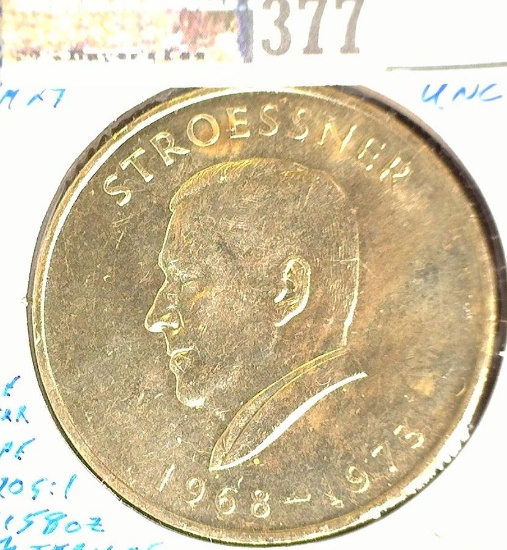 1968 Paraguay Silver 300 Guaranies, KM29, One Year Type, .6158 ozs. ASW. Fourth term of President St
