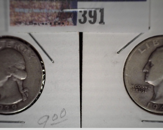 1939 S & 40 D Silver Washington Quarters, both Fine.