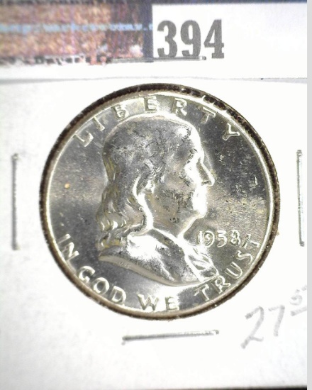 1958 P Gem BU Silver Franklin Half Dollar.