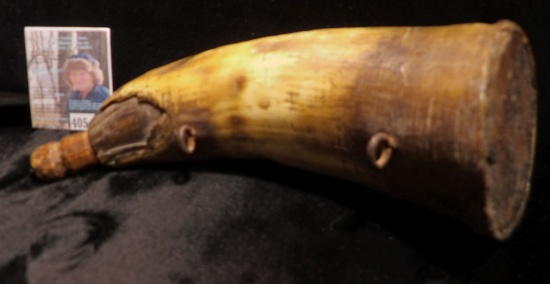 1800 era Bull Horn Black Powder Flask.