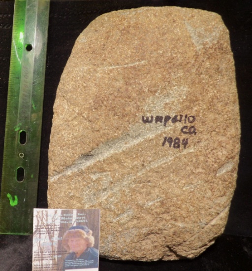 Large 7" x 5" Native American Artifact Axe Blank with disc marks. Found in Wapello Co. Iowa in 1984