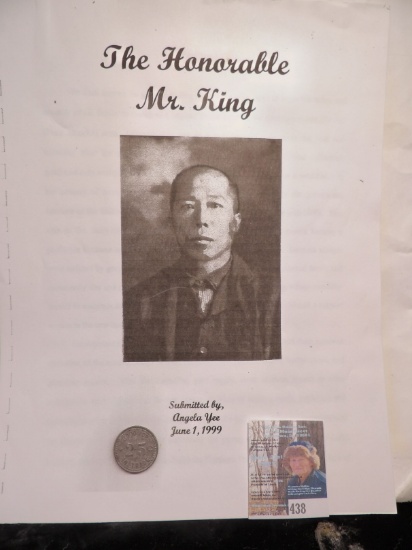 Booklet "The Honorable Mr. King", submitted by Angela Yee June 1, 1999. This type written thesis dis