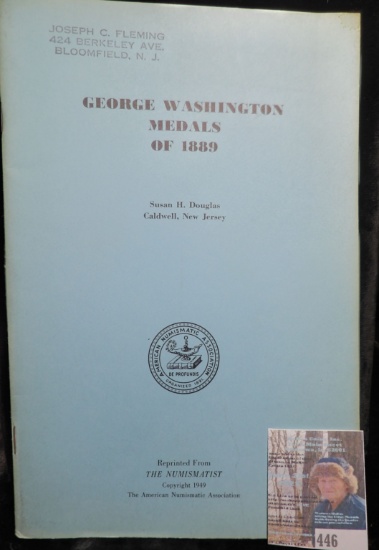 Book "George Washington Medals of 1889", by Susan H. Douglas, Caldwell, New Jersey. Reprinted from T