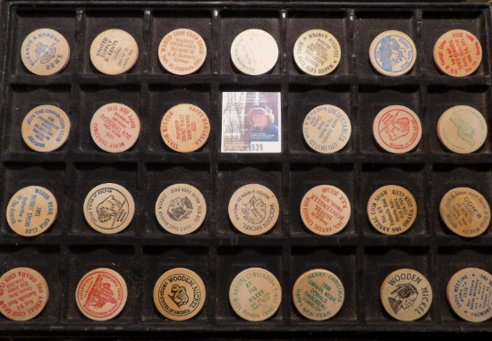 (27) Various Wooden Nickels, many dating back forty years.