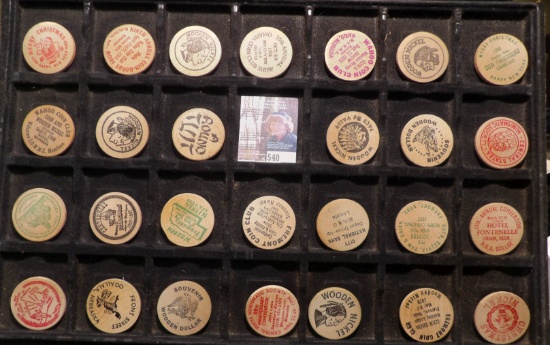 (27) Various Wooden Nickels, many dating back forty years.