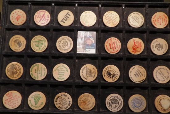 (27) Various Wooden Nickels, many dating back forty years.