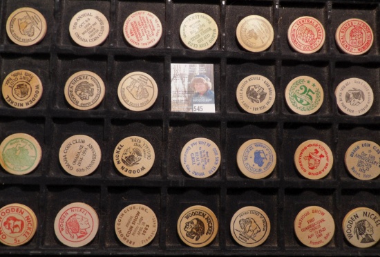 (27) Various Wooden Nickels, many dating back forty years.