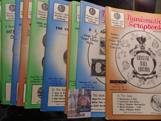 A complete 1970 Set of "Numismatic Scrapbook" Magazines.