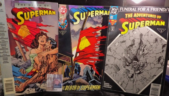 (3) Comics: 1993 "The Death of Superman", all three different.