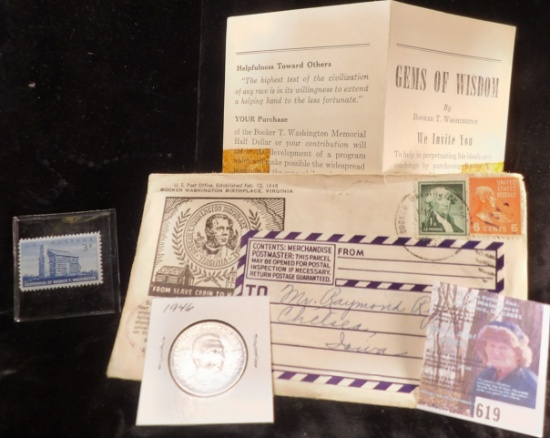 1946 Booker T. Washington Commemorative Half Dollar & Three Cent Centennial of G=Booker T. Washingto