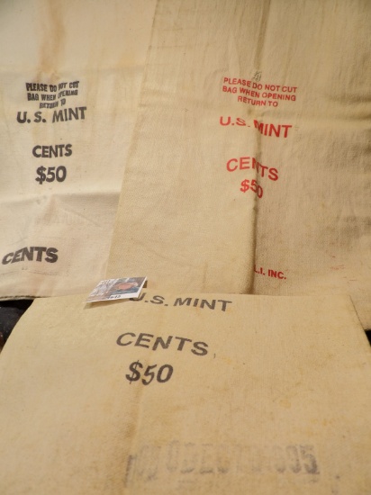 (3) Canvas Bags from the U.S. Mint Cents $50.
