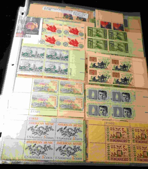 (40) U.S. Mint U.S. Plate Blocks of Stamps in five sheets.