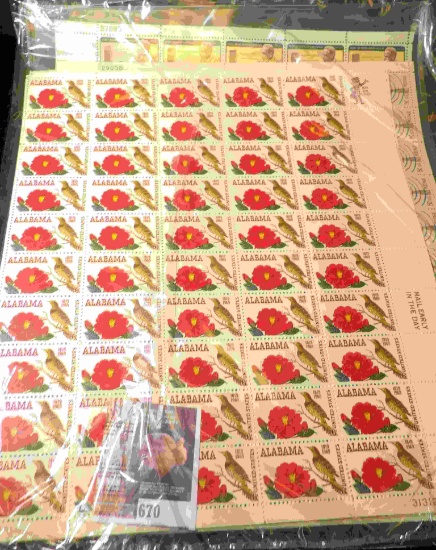 Over $20 face value in U.S. Stamps, sheets and partial sheets.