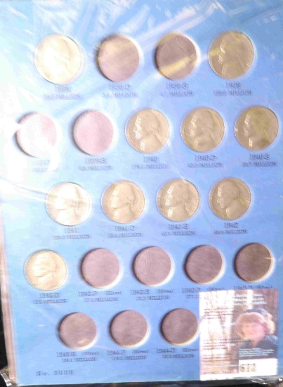 1938-61 D Partial Set of Jefferson Nickels in a blue Whitman folder.