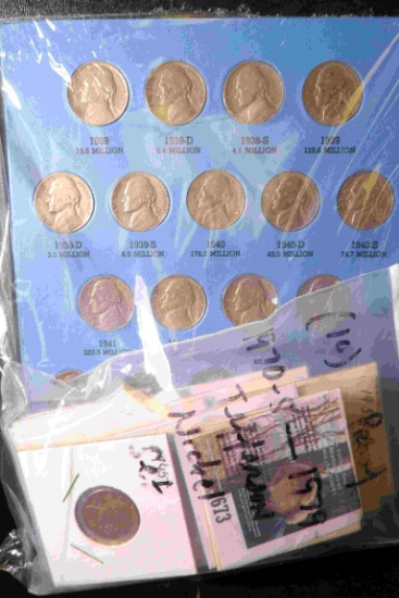 1938-61 D Partial Set of Jefferson Nickels in a blue Whitman folder & a group of High grade old U.S.