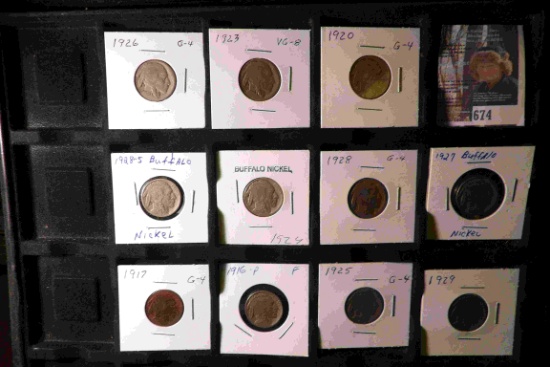 Group of Teens and Twenties grade Buffalo Nickels. All carded.