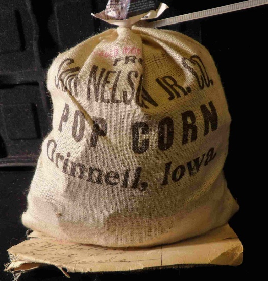 Five Pounds of 1940-50 Wheat Cents in a "From Sam Nelson Jr. Co. Pop Corn Grinnell, Iowa" canvas bag