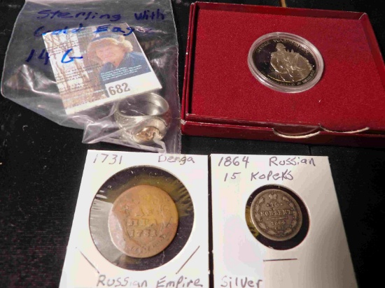 1732-1982 S Proof George Washington Silver Commemorative Half Dollar in original box; Sterling Silve