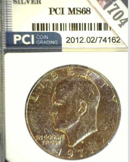 1971 S Silver Eisenhower Dollar PCI slabbed MS66.