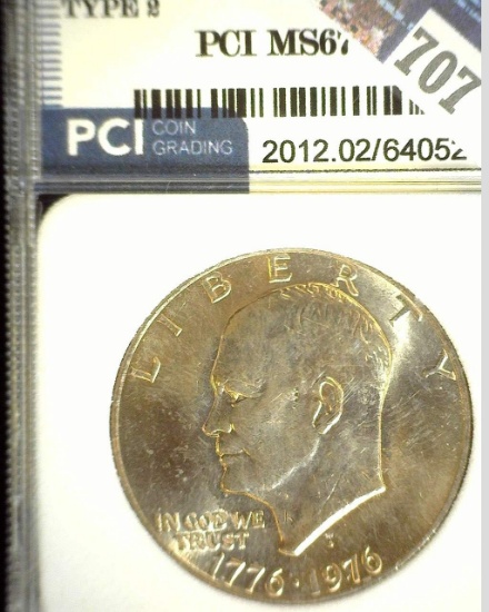 1976 D Eisenhower Dollar PCI slabbed Type 2 MS67.