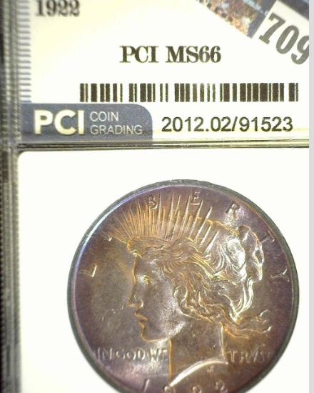 1922 P Peace Silver Dollar, PCI slabbed MS66.