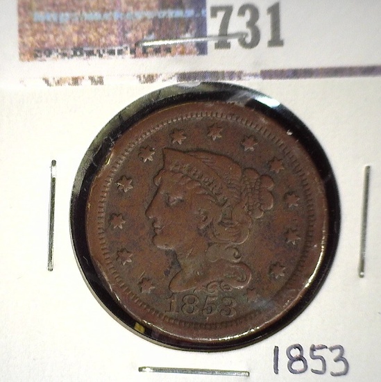 1853 Large Cent, VG.