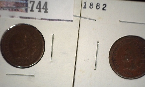 1879 & 1882  Indian Head Cents, VG.