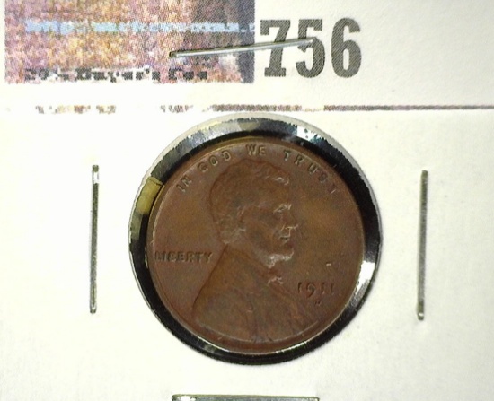 1911-D Lincoln Cent, Very Fine, Semi-Key date.