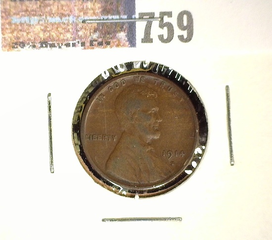 1914-S Lincoln Cent, Fine, Semi-Key date.