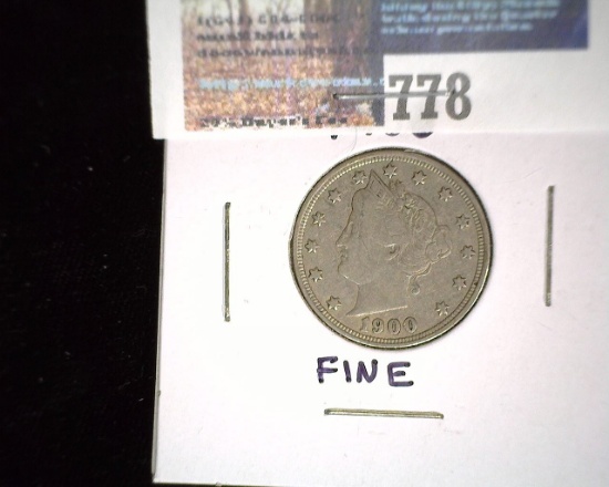 1900 Liberty Head Nickel, Finer.