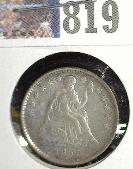 1857 Seated Liberty Half Dime, VF. Nice.