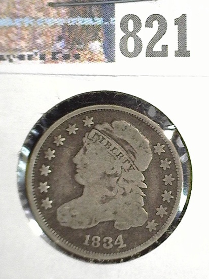 1834 Capped Bust Dime, F/AG. Breen # 3205.