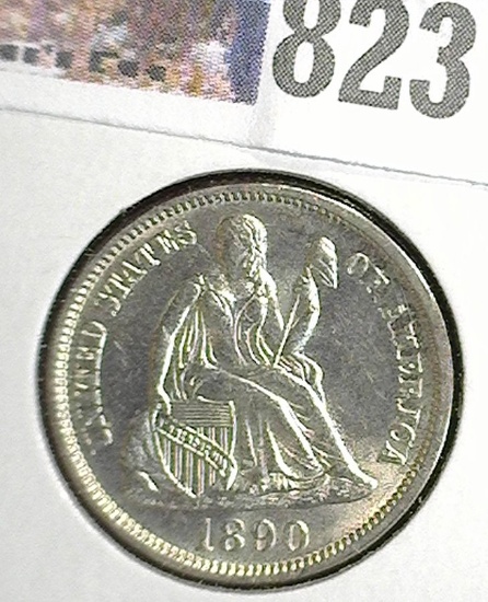 1890 U.S. Seated Liberty Dime, Brilliant Uncirculated.