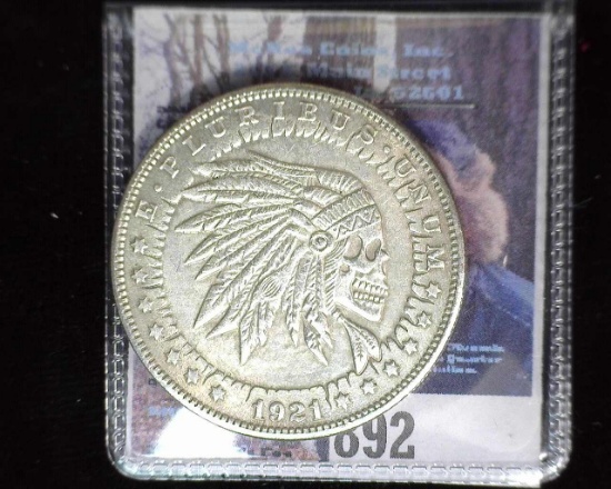 1921 INDIAN SKULL HOBO FANTASY DOLLAR - Hobo Nickel Coin Collectible