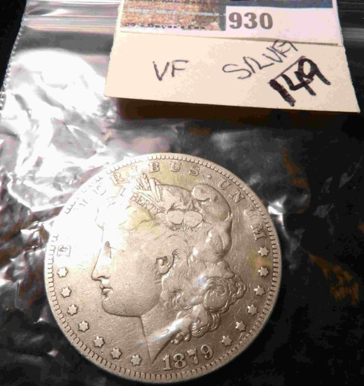 1879 S U.S. Morgan Silver Dollar, carded.