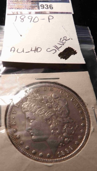 1890 P U.S. Morgan Silver Dollar, carded.