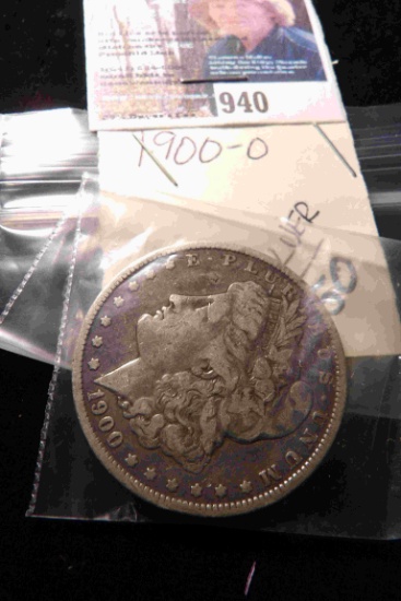 1900 O U.S. Morgan Silver Dollar, carded.