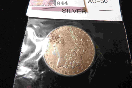 1921 S U.S. Morgan Silver Dollar, carded.