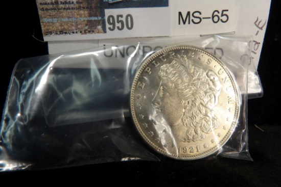 1921 P U.S. Morgan Silver Dollar, Brilliant Uncirculated.