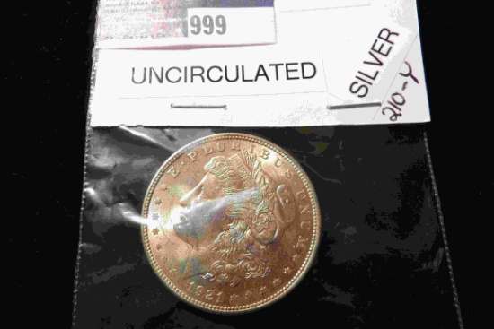 1921 P U.S. Morgan Silver Dollar, Uncirculated.