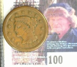1849 U.S. Large Cent, Fine. Gold Rush era Historic piece.