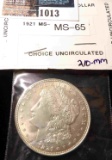 1921 P U.S. Morgan Silver Dollar, Uncirculated.