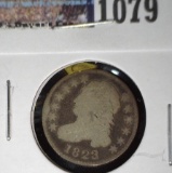 1823 U.S. Capped Bust Dime,  3 over 2, Small E's variety, Good.