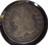 1823 U.S. Capped Bust Dime,  3 over 2, Large E's variety, Very Good.