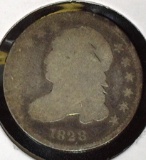 1828  U.S. Capped Bust Dime, Small Date, square base 2, Type 2 Small dentils. AG. Mintage 125,000.