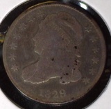 1829  U.S. Capped Bust Dime, Medium variety, Full Liberty, Fine.