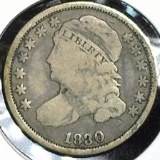 1830 U.S. Capped Bust Dime, Small Variety, Full Liberty.